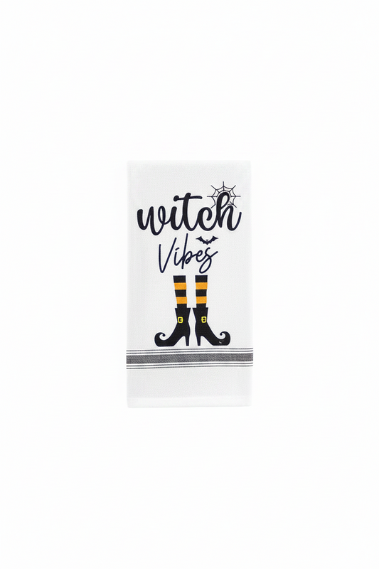 Witches Vibes Hand Towel WH/ BLK/ Orange