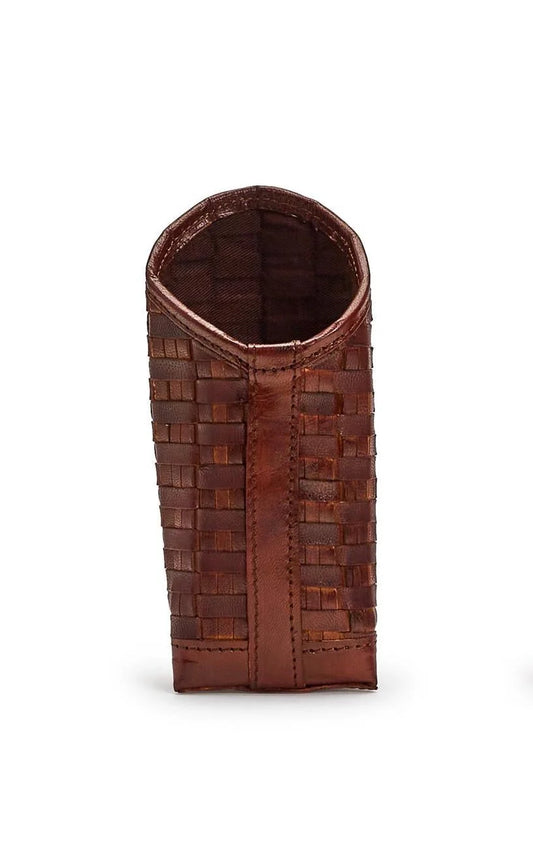 Chestnut Woven Leather Eyeglass Holder